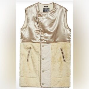R13 Elongated Mixed Media Liner Vest in Beige/Cream M/L